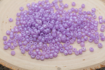 Creamy Glass Seed Beads, 4mm 6/0 Glass Round Seed Beads, Creamy Lavender Purple Seed Beads, Glossy Rocailles Beads, Beading Supplies #2074