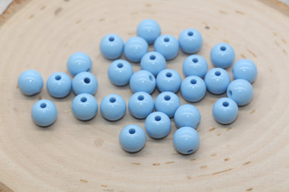 10mm Blue Gumball Beads, Round Acrylic Loose Beads, Bubblegum Beads, Chunky Beads, Gumball Beads, Smooth Plastic Round Beads #995