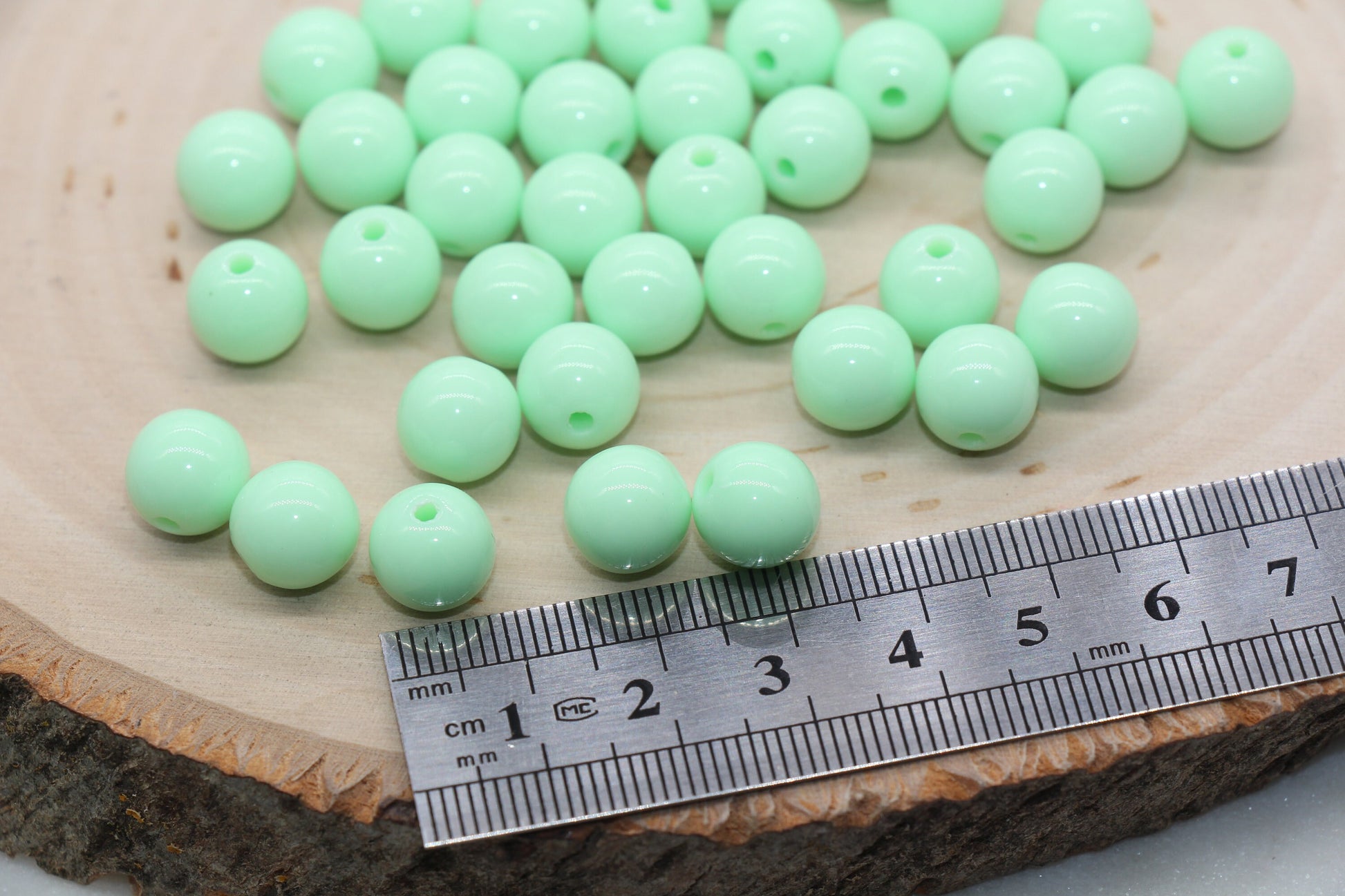 10mm Mint Green Gumball Beads, Round Acrylic Loose Beads, Bubblegum Beads, Chunky Beads, Bubble Gum Beads, Smooth Plastic Round Beads #1363