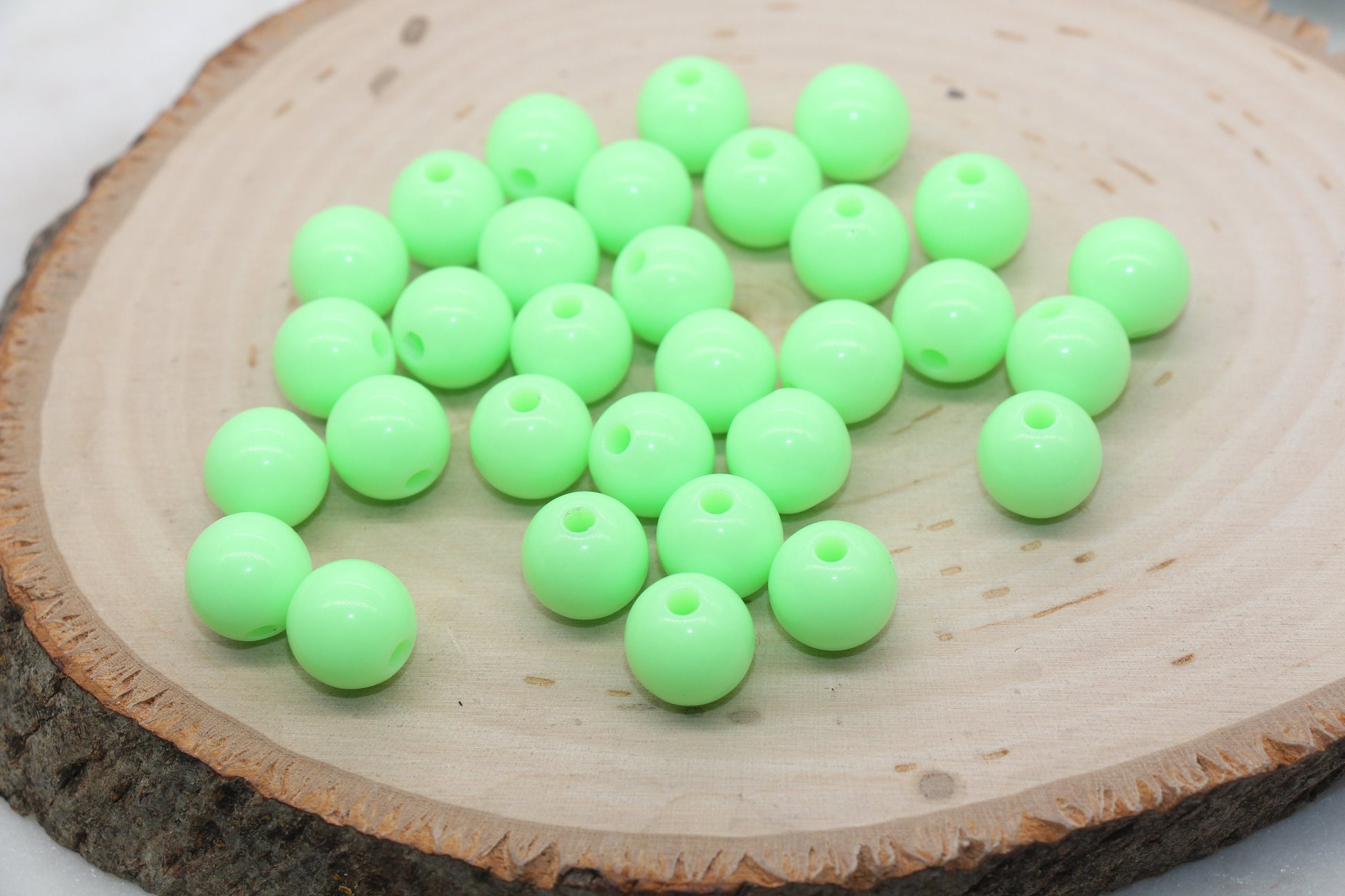 12mm Bright Green Gumball Beads, Round Acrylic Loose Beads, Bubblegum Beads, Chunky Beads, Bubble Gum Smooth Plastic Round Beads #1364