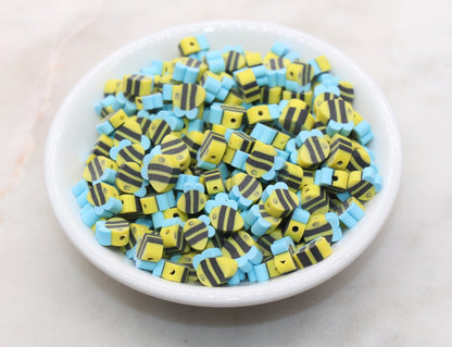 Bee Polymer Clay Beads, Yellow Bee Clay Beads, Insect Themed Clay Beads, Jewelry Beads, Bracelet Beads #459