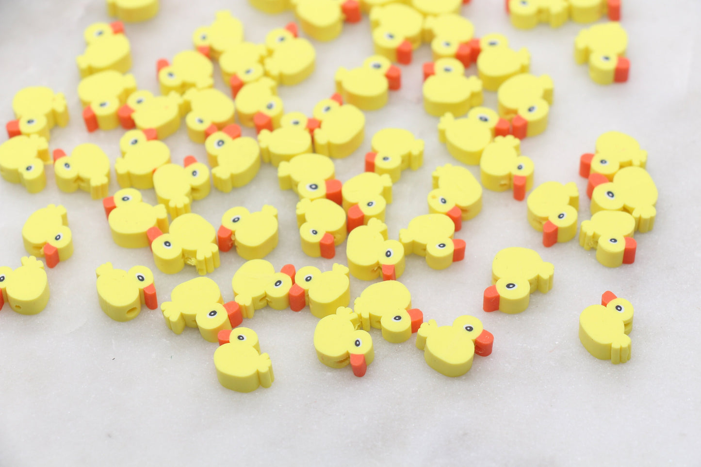 Yellow Duck Polymer Clay Beads, Kawaii Duck Clay Beads, Animal Themed Clay Beads, Jewelry Beads, Bracelet Beads #460