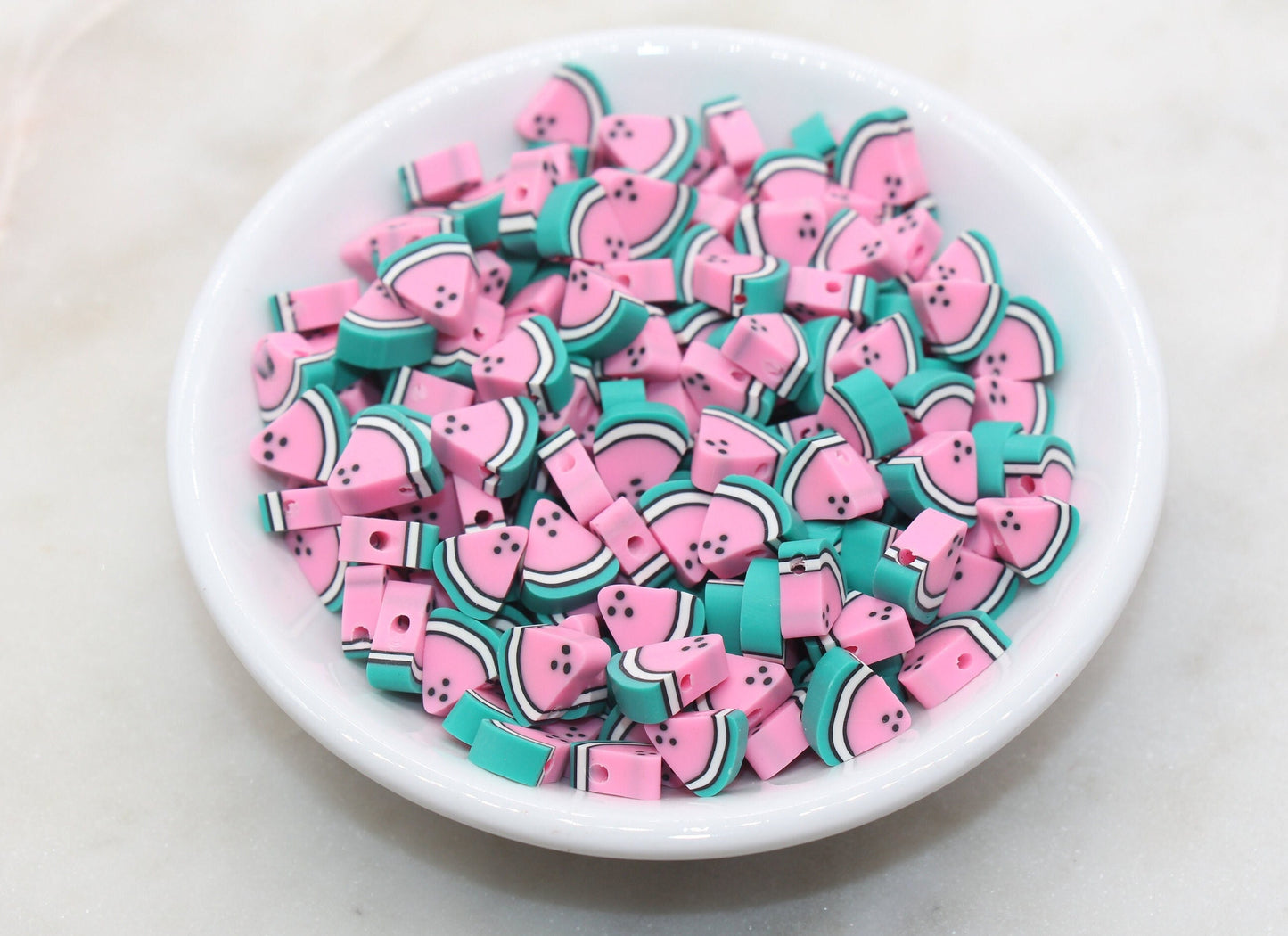 Pink Watermelon Polymer Clay Beads, Fruit Cane Beads, Watermelon Clay Beads, Sliced Watermelon Beads, Fruit Clay Beads, Jewelry Beads #470