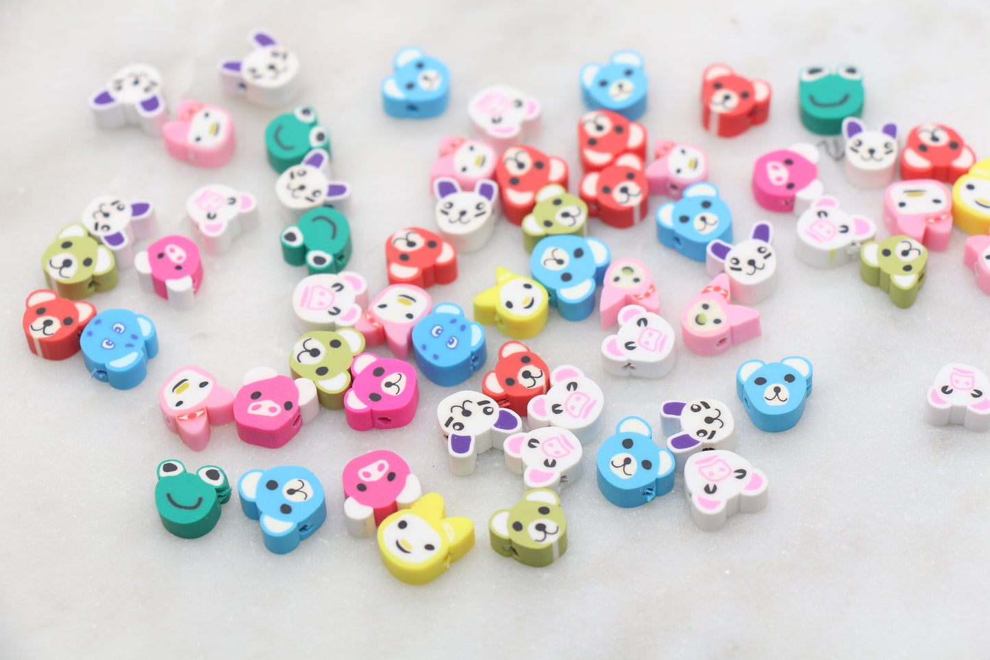 Mix Animal Polymer Clay Beads, Animal Themed Beads, Bear, Frog, Bunny Animal Beads, Loose Beads, Beads for Bracelet, Jewelry Beads, #471