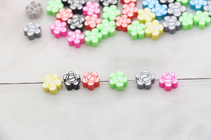 Flower Polymer Clay Beads, Multicolor Flower Clay Beads, Flower Cane Beads, Fimo Cane Beads, Jewelry Beads, Beads for Bracelet #473