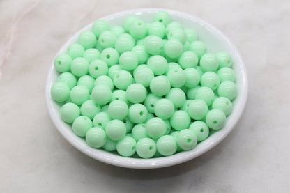 10mm Mint Green Gumball Beads, Round Acrylic Loose Beads, Bubblegum Beads, Chunky Beads, Bubble Gum Beads, Smooth Plastic Round Beads #1363