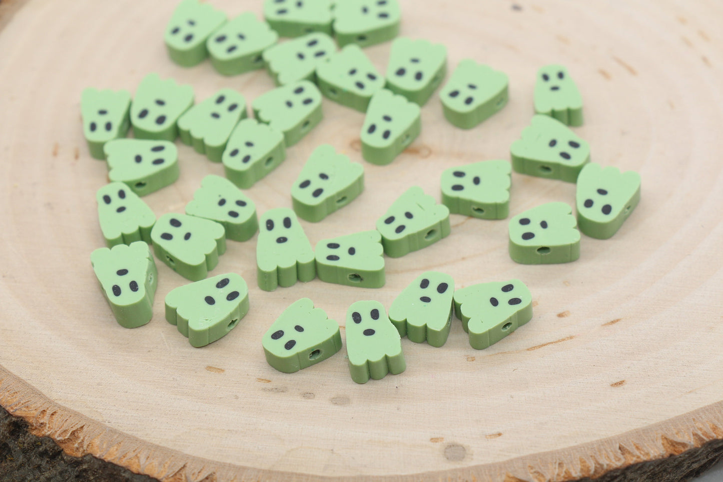 Ghost Polymer Clay Beads, Halloween Ghost Clay Beads, Scary Ghost Beads, Jewelry Beads, Bead for Bracelet #478