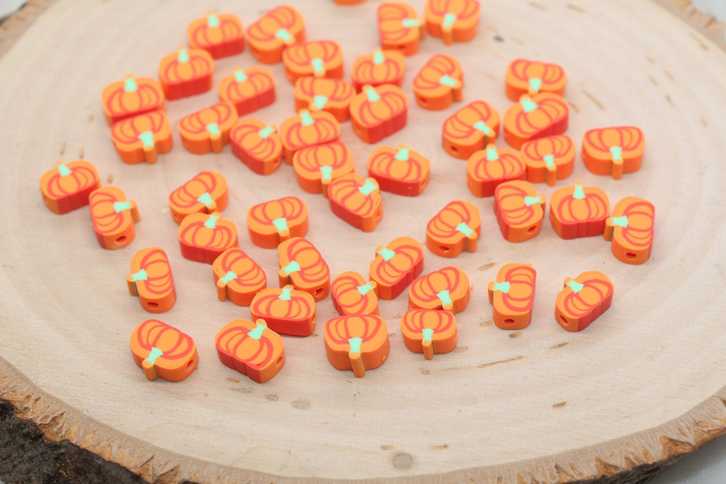 Pumpkin Beads, Fall Harvest Polymer Clay Beads, Halloween Pumpkin Clay Beads, Bracelet Beads, Kids Craft Beads #481