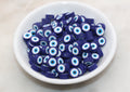 10mm blue evil eye polymer clay beads, halloween clay charms for bracelets