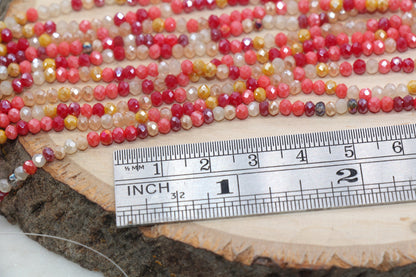 3mm Faceted Glass Beads, Mix Glass Seed Beads, Jewelry Making Beds, Bracelet Beads, Full Strand