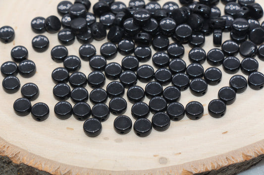 Black Round Beads, Acrylic Round Beads, Acrylic Spacer Beads, Black Round Beads, Acrylic Blank Round Beads, Size 7mm #3169