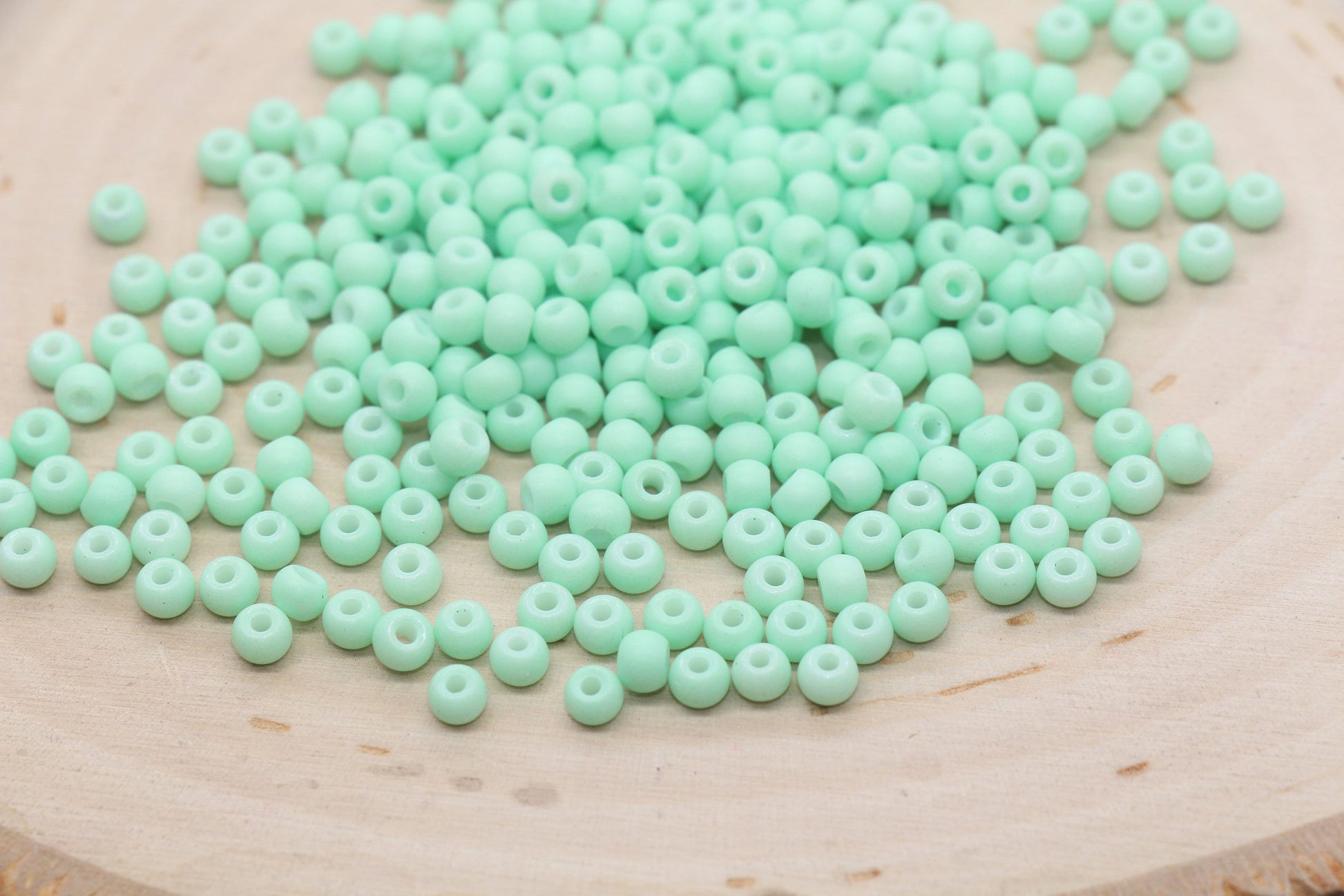 Glass Seed Beads, 4mm 6/0 Glass Round Seed Beads, Mint Green Opaque Seed Beads, Rocailles Beads, Beading Supplies #1418