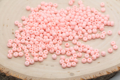 Matte Glass Seed Beads, 4mm 6/0 Glass Round Seed Beads, Matte Peach Seed Beads, Frosted Peach Rocailles Beads, Beading Supplies #1410