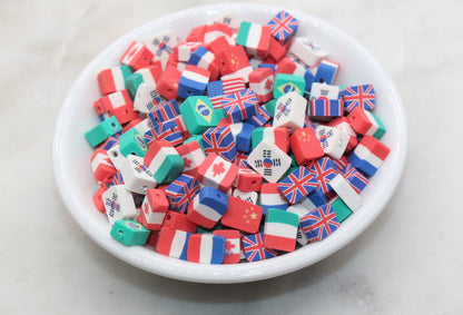 National Flag Clay Beads, Countries Flag Polymer Clay Beads, Rectangle Flag Clay Beads, Jewelry Beads, Bead for Bracelet #501