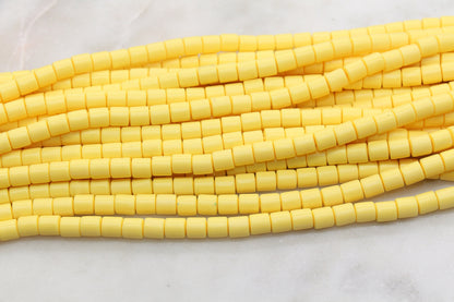 6mm Wide Column Chunky Polymer Clay Beads, Lemon Yellow Heishi Spacer Beads, Clay Tube Beads, Barrel Beads Heishi Beads #472