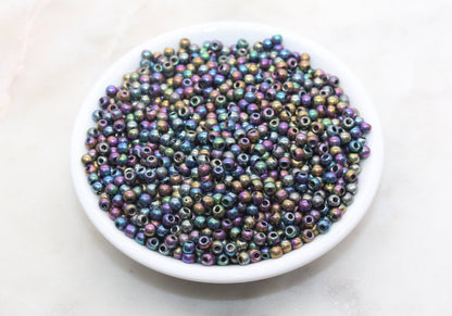 Metallic Rainbow Mix Glass Beads, 4mm Glass Round Seed Beads, Shiny Seed Beads, Beading Supplies, Beads for Bracelet #3190