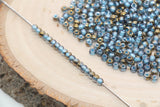 Gold with Blue Lining Ombre Glass Beads, 4mm Glass Round Seed Beads, Shiny Seed Beads, Beading Supplies, Beads for Bracelet #3204