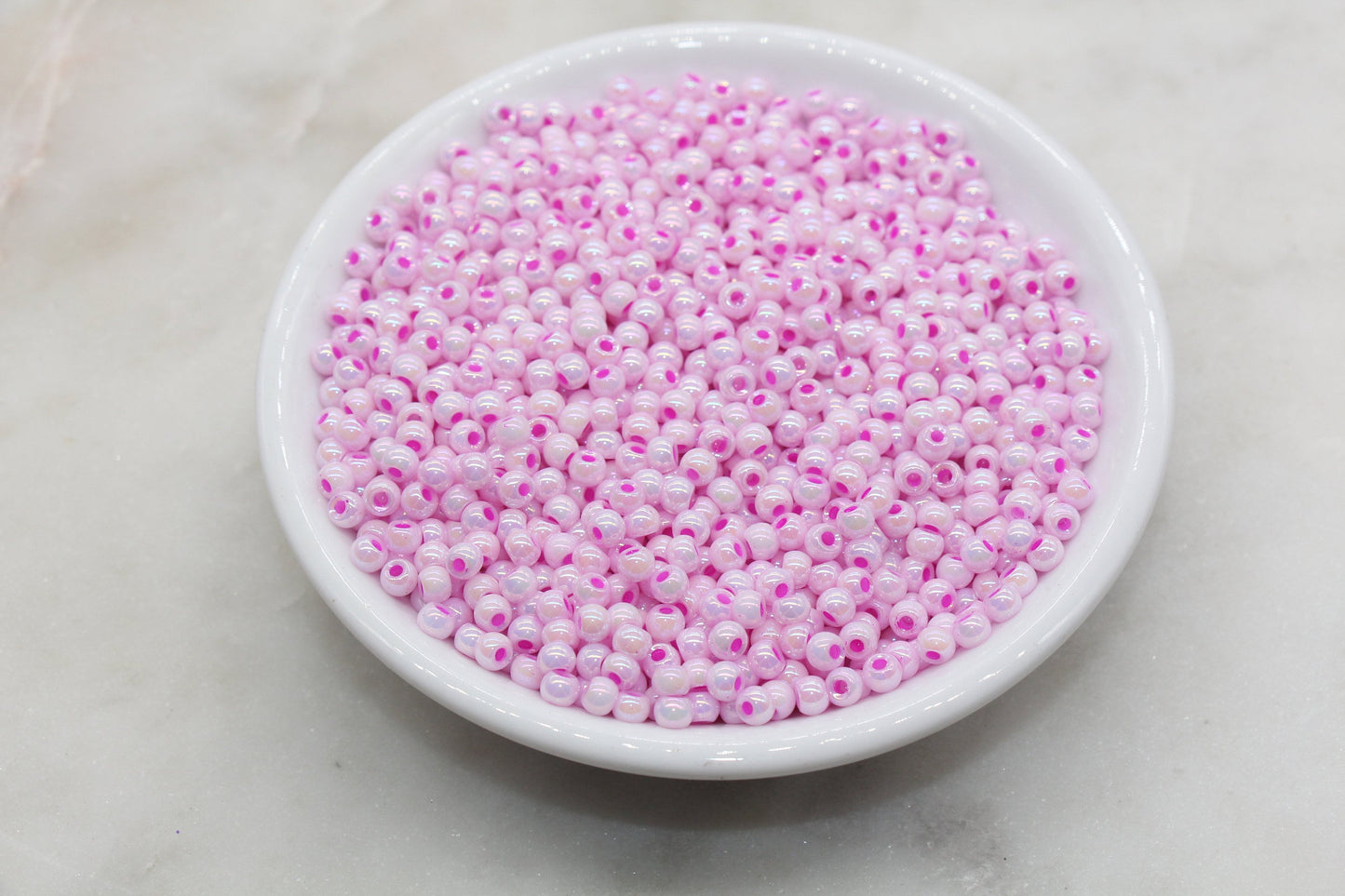 Iridescent Glass Seed Beads, 4mm Shiny Round Glass Seed Beads, Pink AB Opaque Seed Beads, Rocailles Beads, Beading Supplies #3212