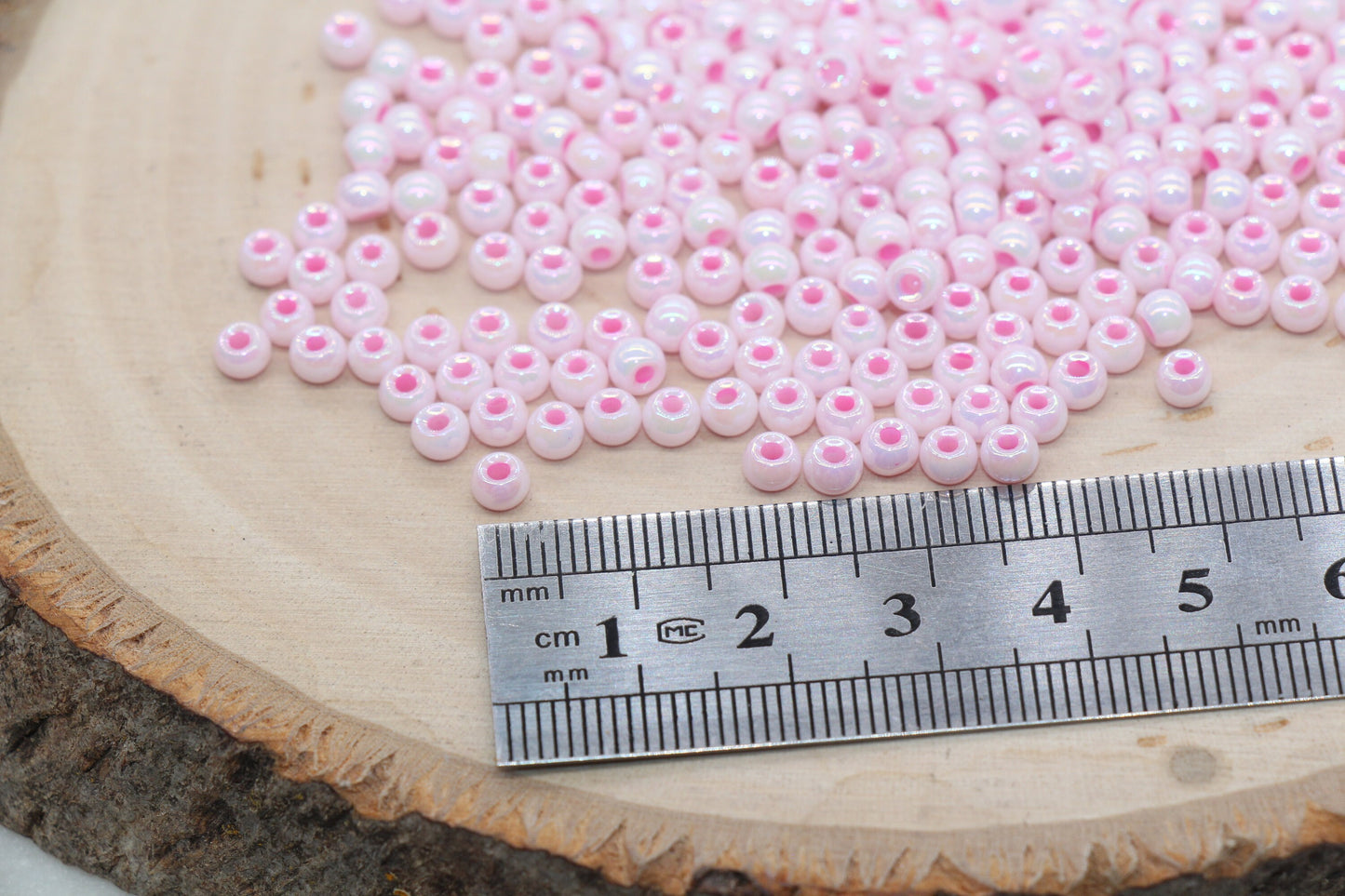 Iridescent Glass Seed Beads, 4mm Shiny Round Glass Seed Beads, Pink AB Opaque Seed Beads, Rocailles Beads, Beading Supplies #3218