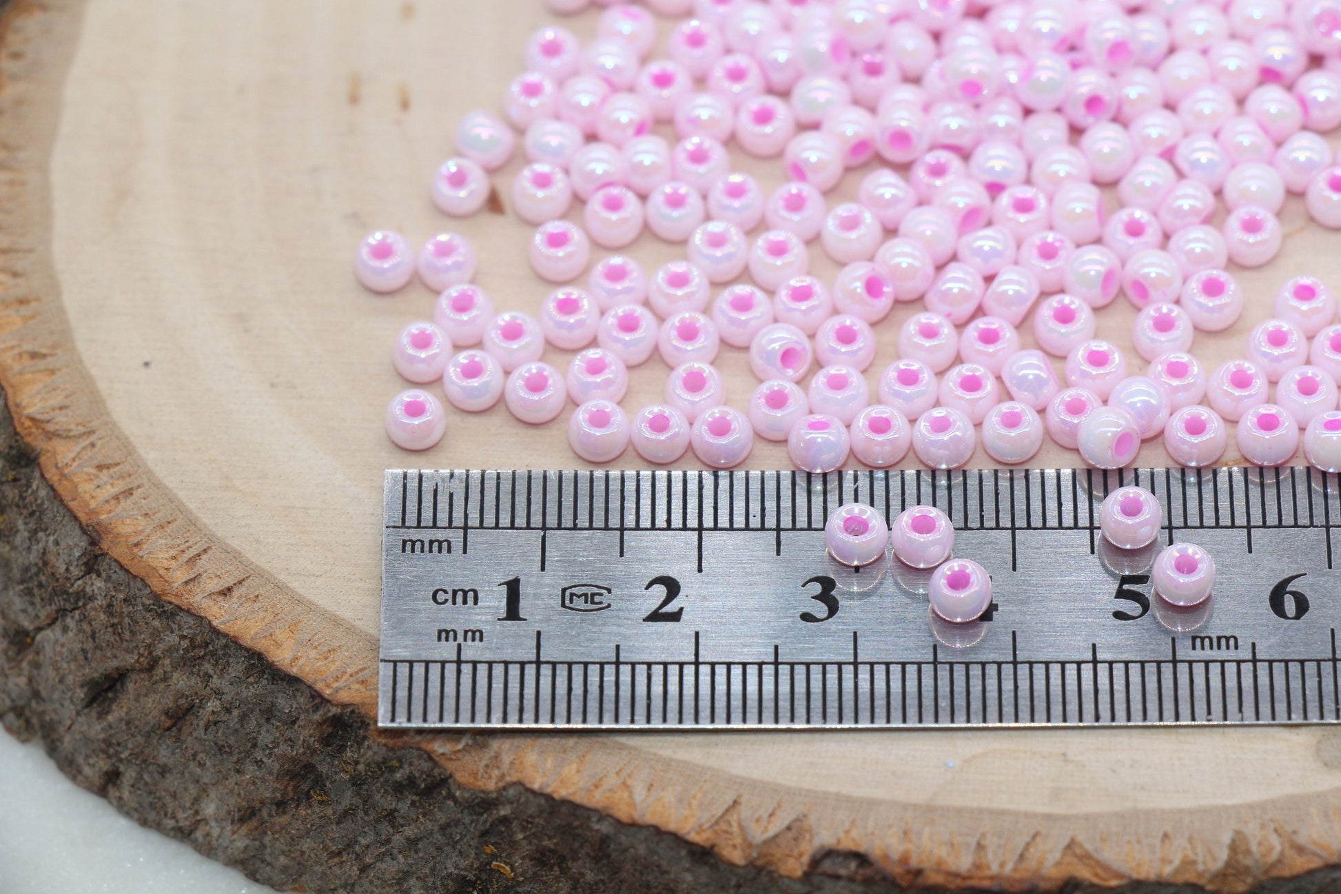 Iridescent Glass Seed Beads, 4mm Shiny Round Glass Seed Beads, Pink AB Opaque Seed Beads, Rocailles Beads, Beading Supplies #3224