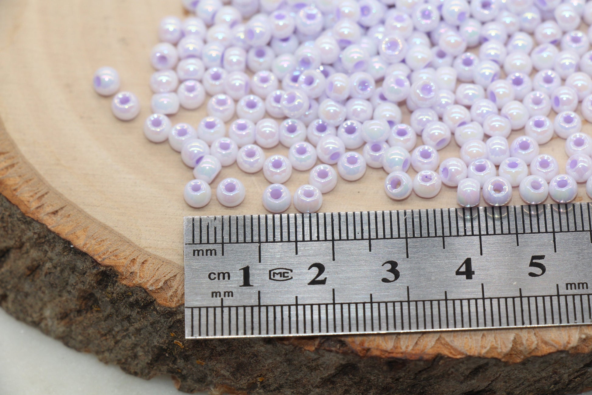 Iridescent Glass Seed Beads, 4mm Shiny Round Glass Seed Beads, Lilac Purple AB Opaque Seed Beads, Rocailles Beads, Beading Supplies #3225