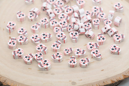 Skull Face Beads, Halloween Themed Clay Beads, Skull Head Clay Beads, Bracelet Beads, Kids Craft Beads #508