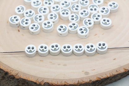 Halloween Creepy Smiling Face Polymer Clay Beads, Scary Face Beads, Halloween Face Clay Beads, Jewelry Beads, Bead for Bracelet #513