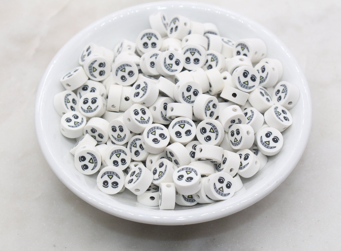 Halloween Creepy Smiling Face Polymer Clay Beads, Scary Face Beads, Halloween Face Clay Beads, Jewelry Beads, Bead for Bracelet #513