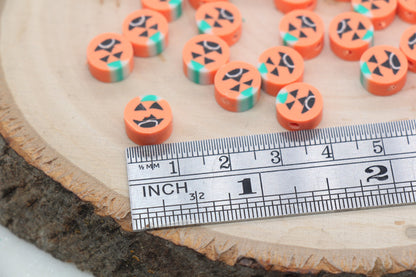 Halloween Pumpkin Beads, Pumpkin Jack O Lantern Clay Beads, Bracelet Beads, Kids Craft Beads #514