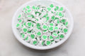 9mm green four leaf clover polymer clay beads, heart clay charms for bracelets