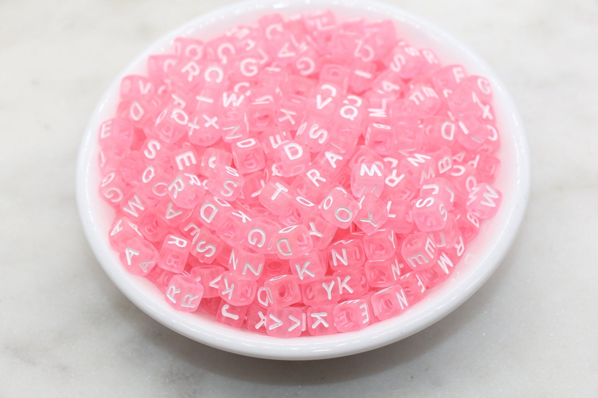 Translucent Pink Alphabet Letter Beads, Mix Acrylic Letter Beads, Plastic Letter Beads, Acrylic Square Name Beads, Size 6mm, #3227