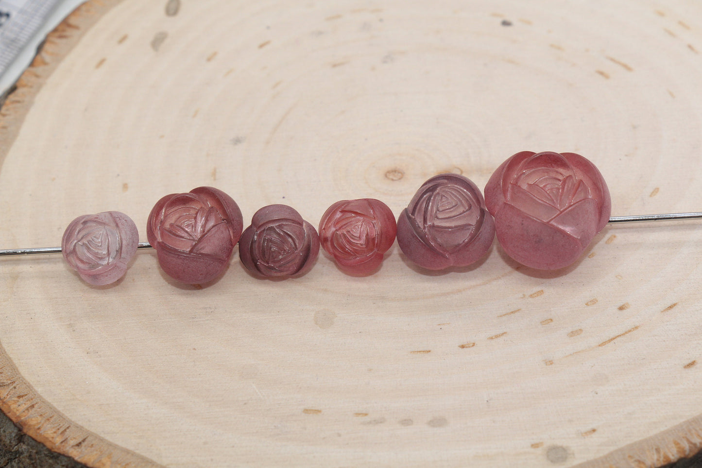 Matte Rose Flower Beads, Mix Size Frosted Ombre Rose Flower Beads, Jewelry Beads, Beads for Bracelet #3231