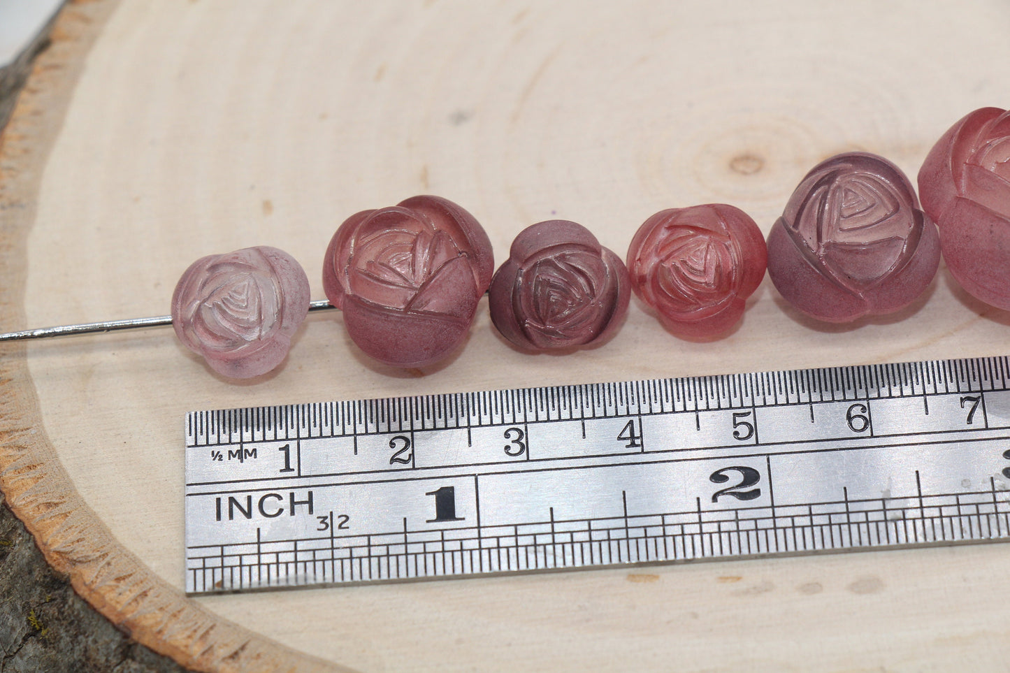 Matte Rose Flower Beads, Mix Size Frosted Ombre Rose Flower Beads, Jewelry Beads, Beads for Bracelet #3231