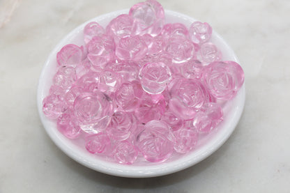 Rose Flower Beads, Mix Size Pink Ombre Rose Flower Beads, Pink Flower Chunky Beads, Jewelry Beads, Beads for Bracelet #3241