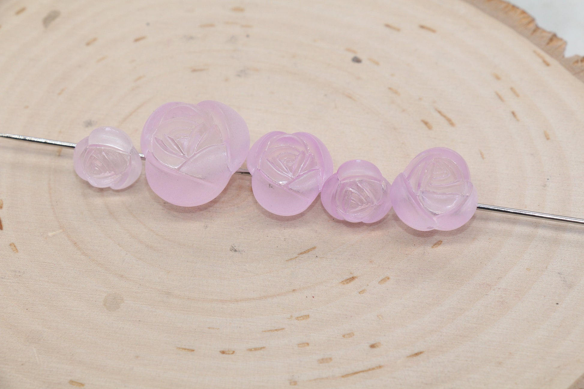 Matte Rose Flower Beads, Mix Size Pink Ombre Rose Flower Beads, Pink Flower Chunky Beads, Jewelry Beads, Beads for Bracelet #3242