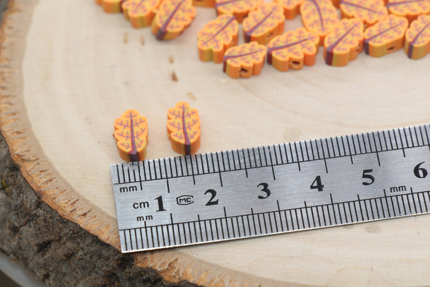 Fall Leaf Beads, Fall Harvest Polymer Clay Beads, Halloween Themed Clay Beads, Bracelet Beads, Kids Craft Beads #479