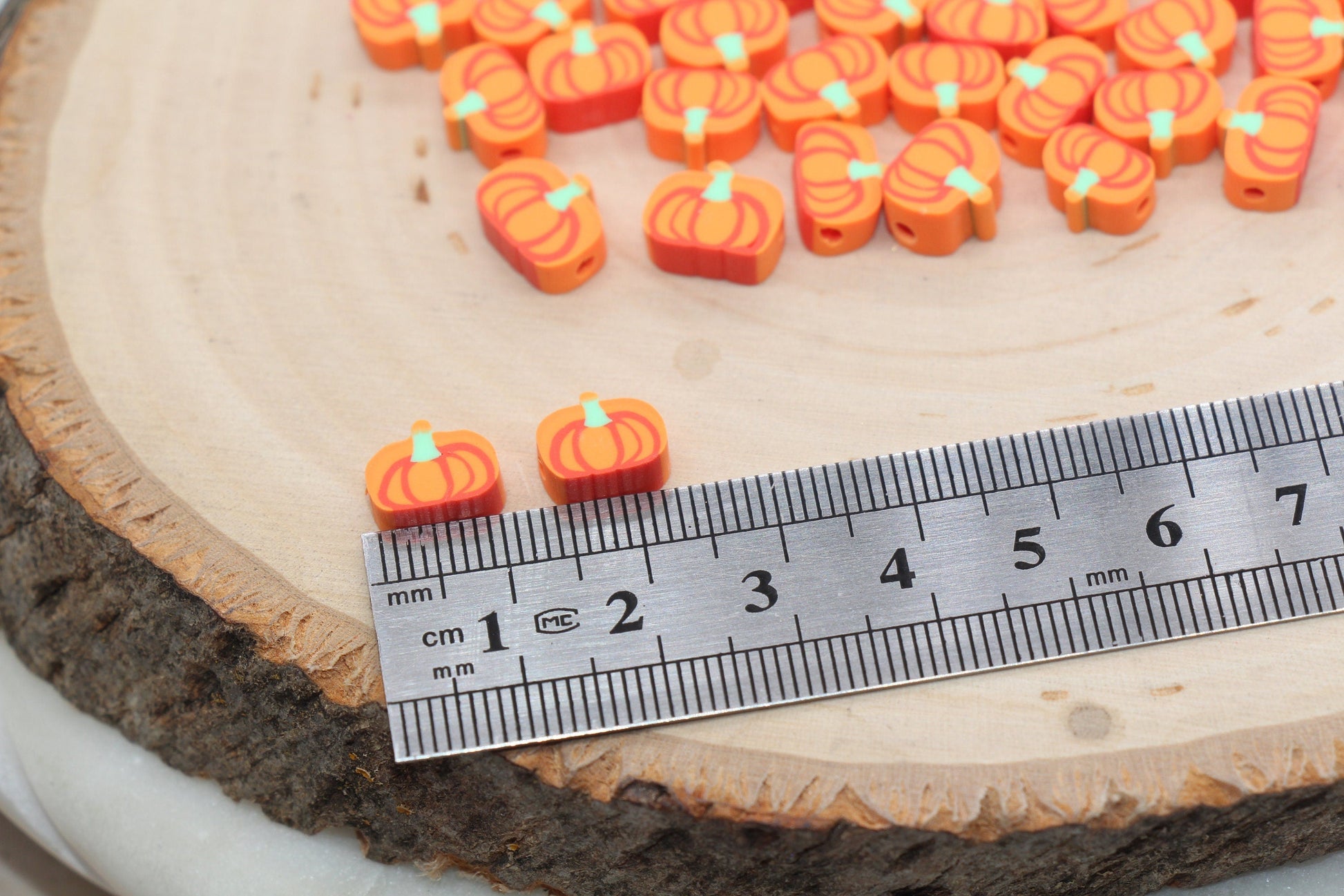 Pumpkin Beads, Fall Harvest Polymer Clay Beads, Halloween Pumpkin Clay Beads, Bracelet Beads, Kids Craft Beads #481