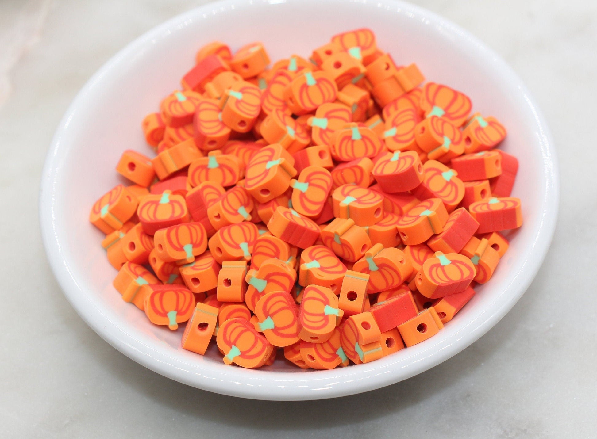 Pumpkin Beads, Fall Harvest Polymer Clay Beads, Halloween Pumpkin Clay Beads, Bracelet Beads, Kids Craft Beads #481