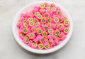 9mm-10mm pink funny face polymer clay beads, symbol clay charms for bracelets