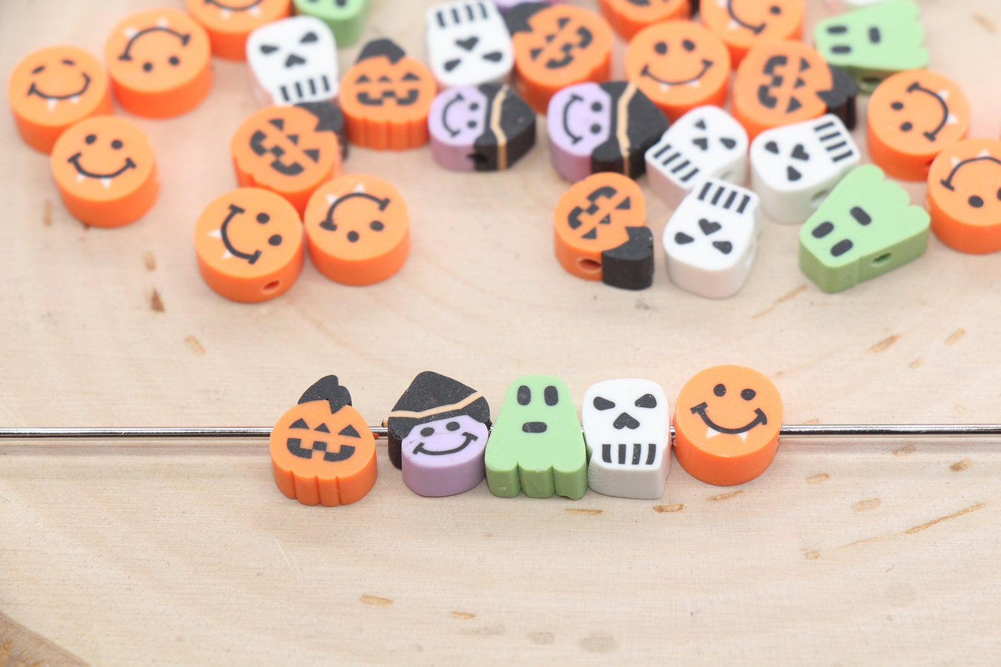 Mix Halloween Theme Beads, Halloween Polymer Clay Beads, Assorted Clay Beads, Ghost, Jack O Lantern, Skull Beads, Bead For Bracelet #532