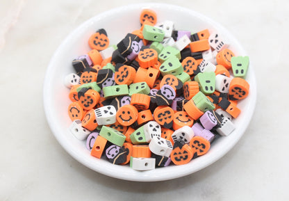 Mix Halloween Theme Beads, Halloween Polymer Clay Beads, Assorted Clay Beads, Ghost, Jack O Lantern, Skull Beads, Bead For Bracelet #532