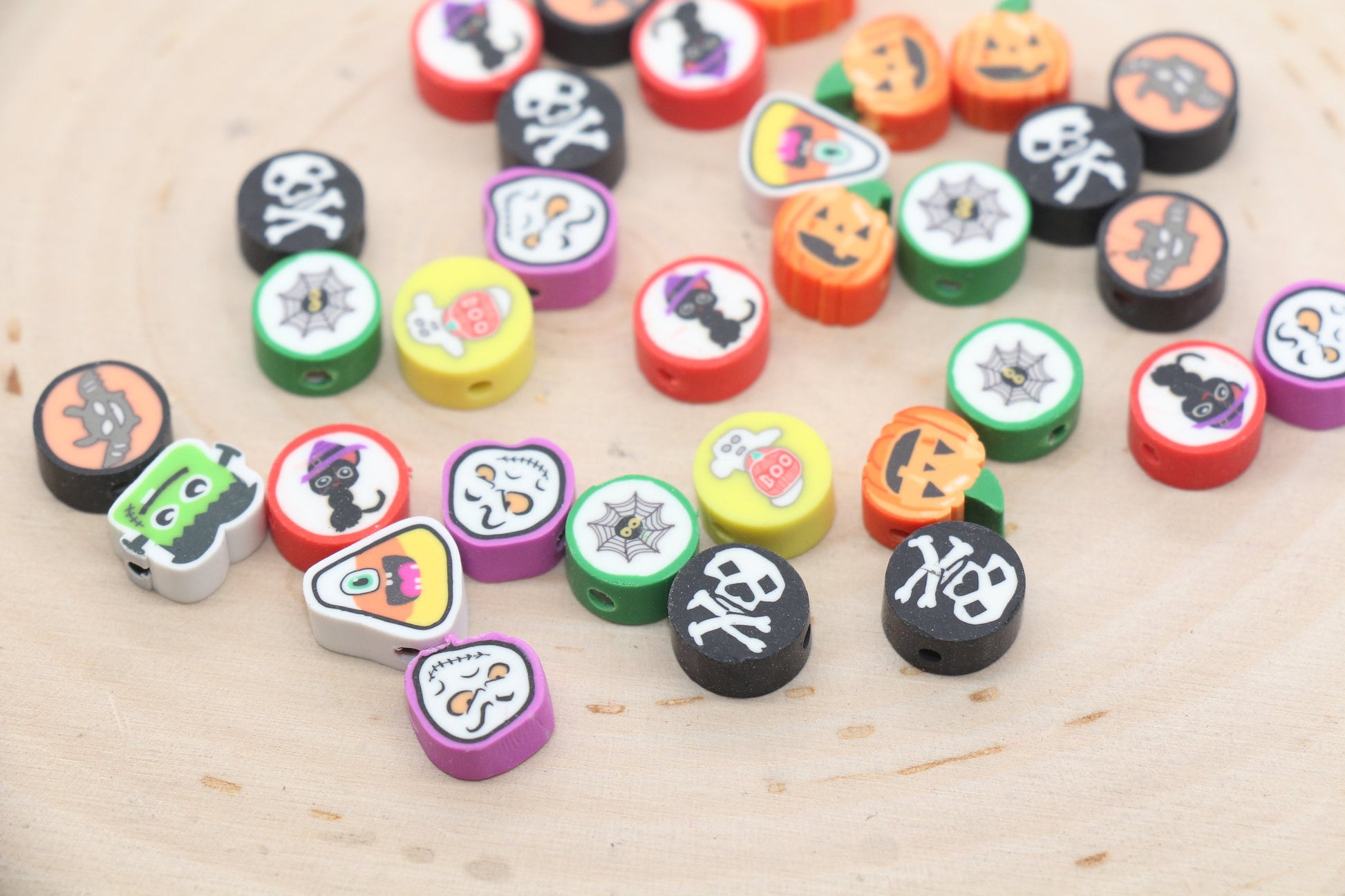 Mix Halloween Theme Beads, Halloween Polymer Clay Beads, Assorted Clay Beads, Ghost, Jack O Lantern, Skull Beads, Bead For Bracelet #533