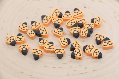 Halloween Pumpkin Beads, Pumpkin Jack O Lantern Clay Beads, Bracelet Beads, Kids Craft Beads #534