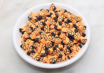 Halloween Pumpkin Beads, Pumpkin Jack O Lantern Clay Beads, Bracelet Beads, Kids Craft Beads #534