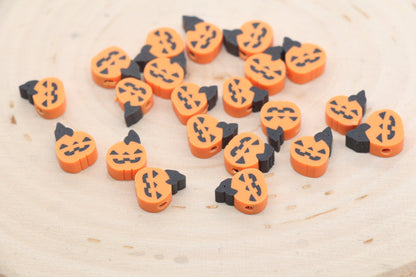 Halloween Pumpkin Beads, Pumpkin Jack O Lantern Clay Beads, Bracelet Beads, Kids Craft Beads #535