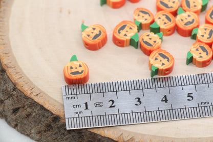 Halloween Pumpkin Beads, Pumpkin Jack O Lantern Clay Beads, Bracelet Beads, Kids Craft Beads #539