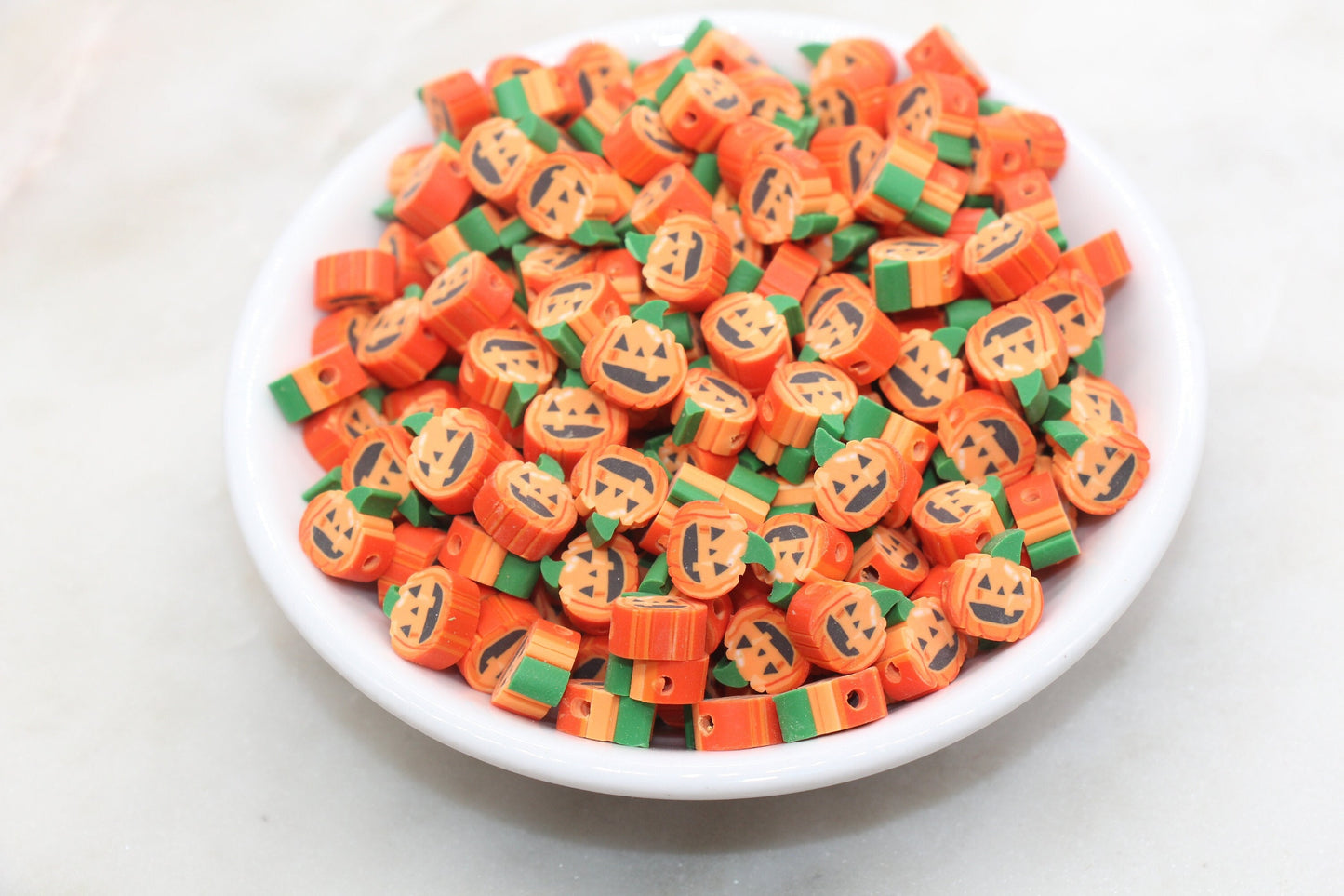 Halloween Pumpkin Beads, Pumpkin Jack O Lantern Clay Beads, Bracelet Beads, Kids Craft Beads #539