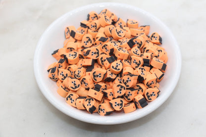 Halloween Pumpkin Beads, Pumpkin Jack O Lantern Clay Beads, Bracelet Beads, Kids Craft Beads #541