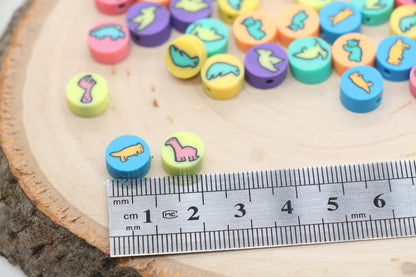 Assorted Dinosaur Polymer Clay Beads, Mix Dinosaur Round Shape Clay Beads, Jewelry Beads, Beads for Bracelet #497