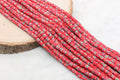 6mm red flower print chunky heishi beads for bracelets and DIY jewelry
